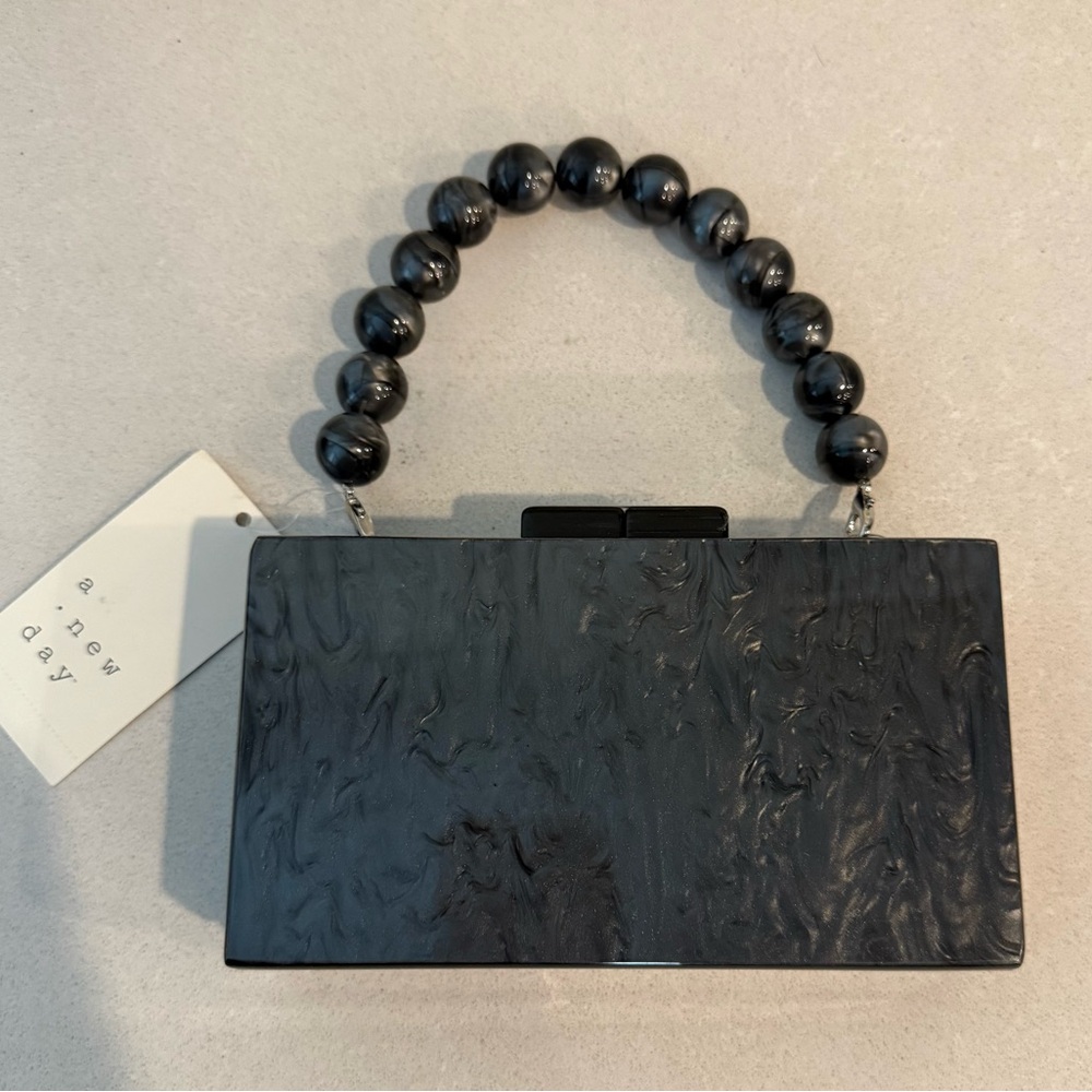 Black Clutch with Beaded Handle